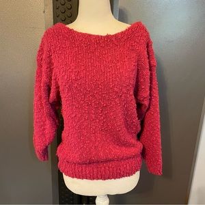 Raspberry color size medium chunky knit sweater